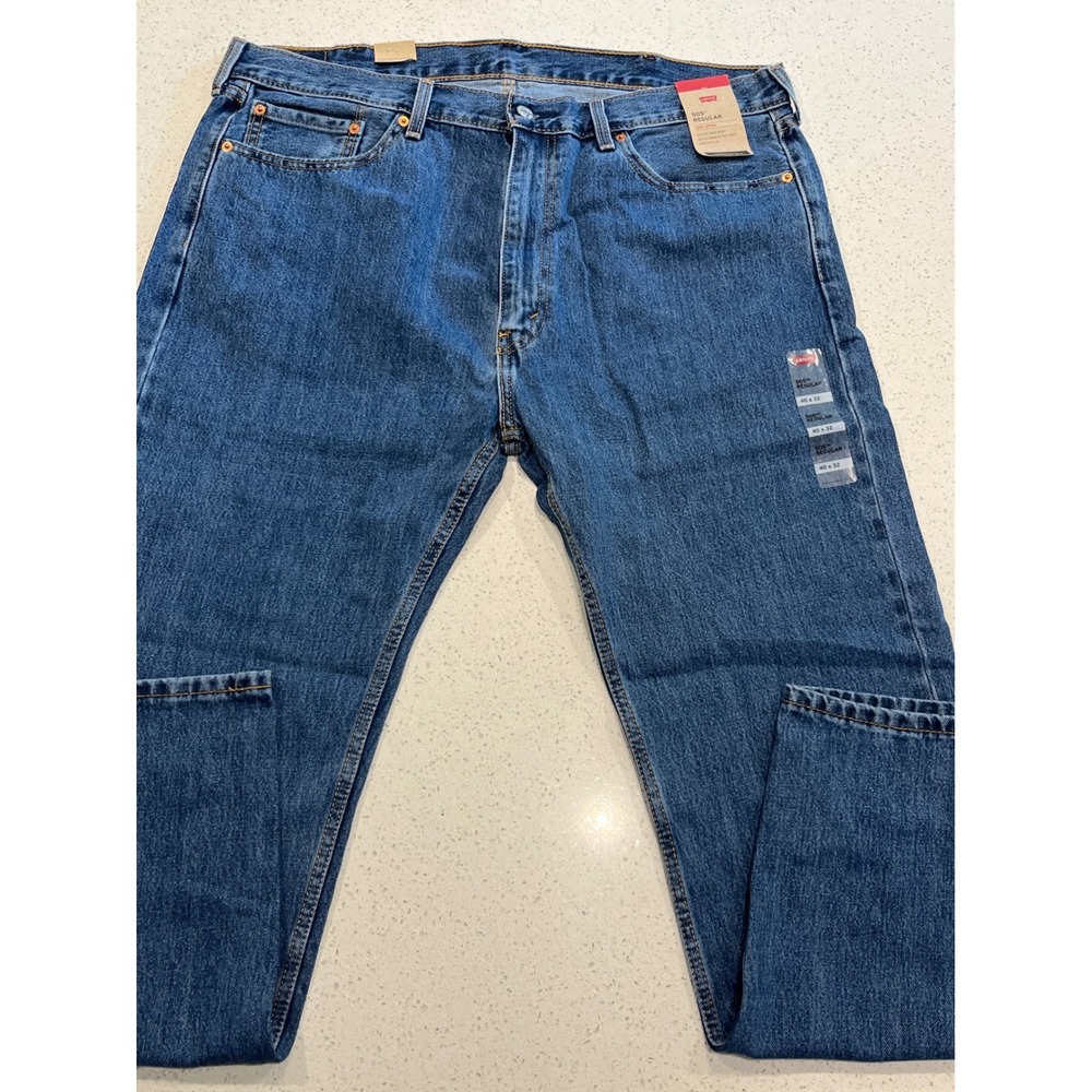 Levis 505‎ Regular Fit Straight Leg Blue Denim Jeans Mens 40x32 NWT